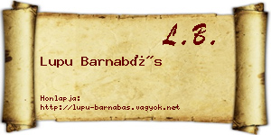 Lupu Barnabás névjegykártya